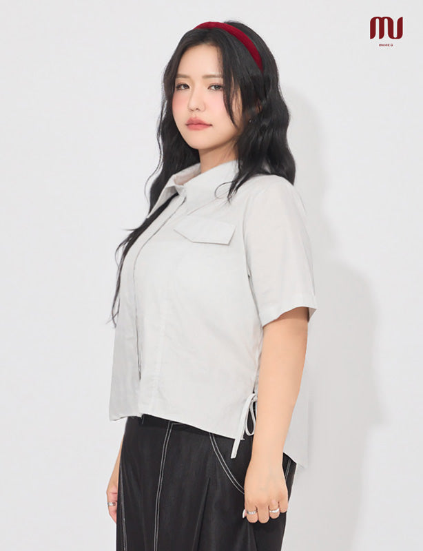 MORE U Pinstripe Side-Tie Plus Size Shirt