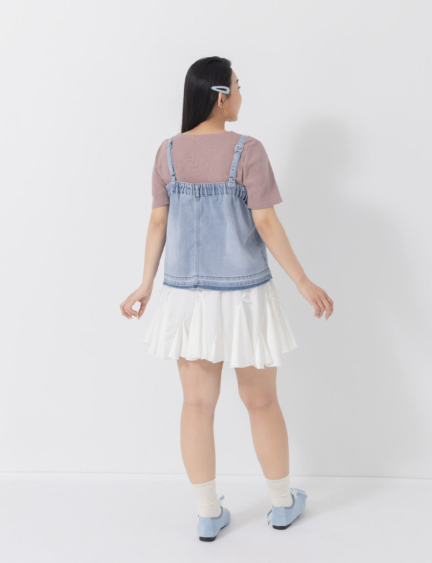 Tencel Denim Elastic Back Plus Size Strap Cami Vest