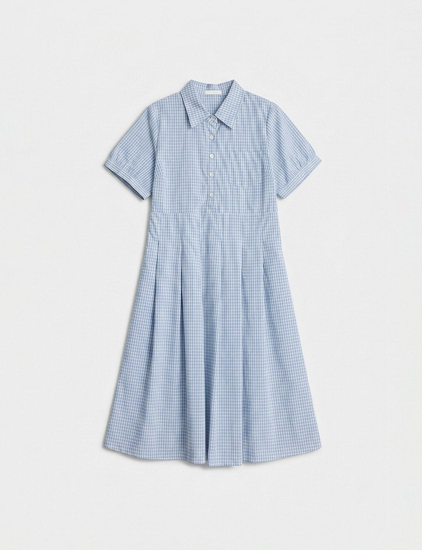 Collared Button-Up Gingham Plus Size Maxi Dress