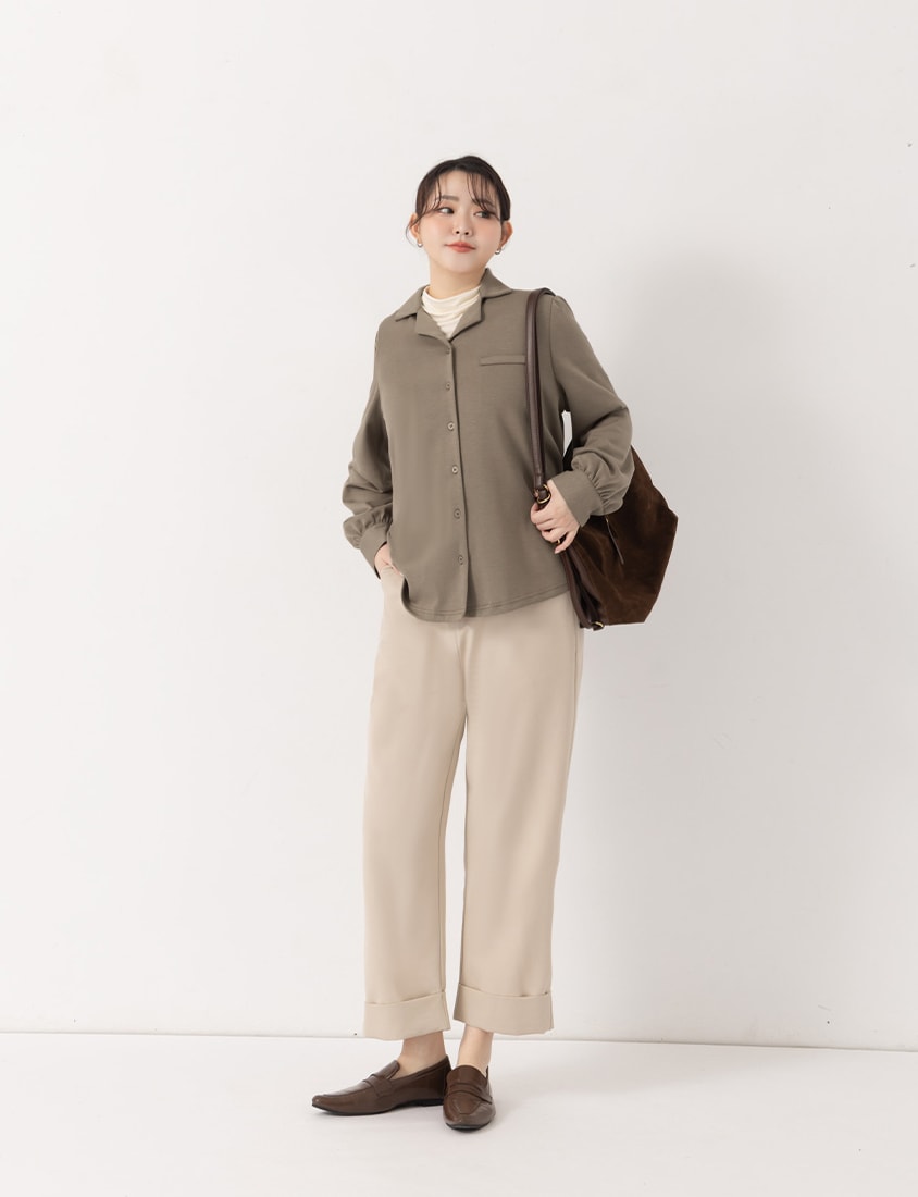 MISS. Korean Style Cloud Cotton Long Sleeve Plus Size Cuban Collar Shirt