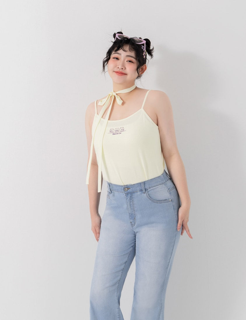 Poly Lulu x UGLY MEWS Collab Plus Size Ribbed Tank Top (With Tie Strap)