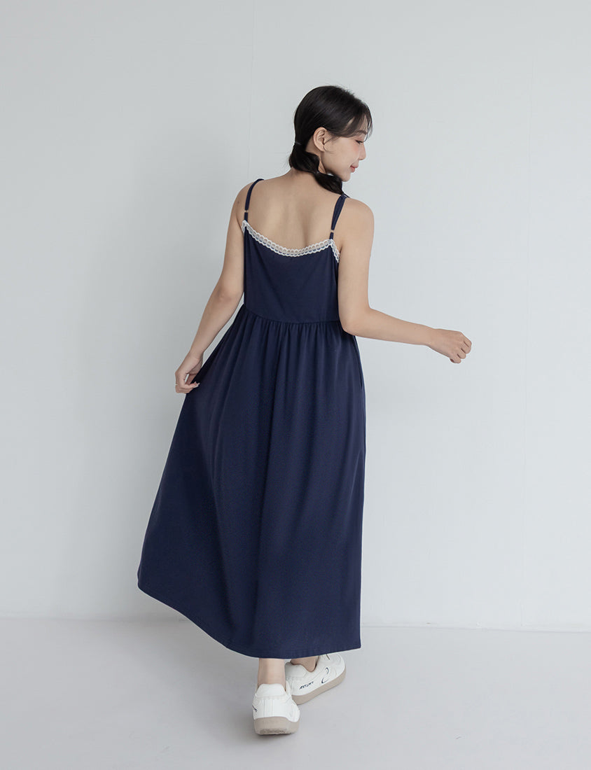 French Style Minimalist Adjustable Plus Size Cami Maxi Dress