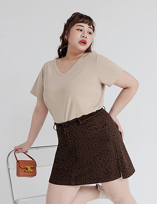 V-Neck Multicolor Plus Size Comfy Slim Tee