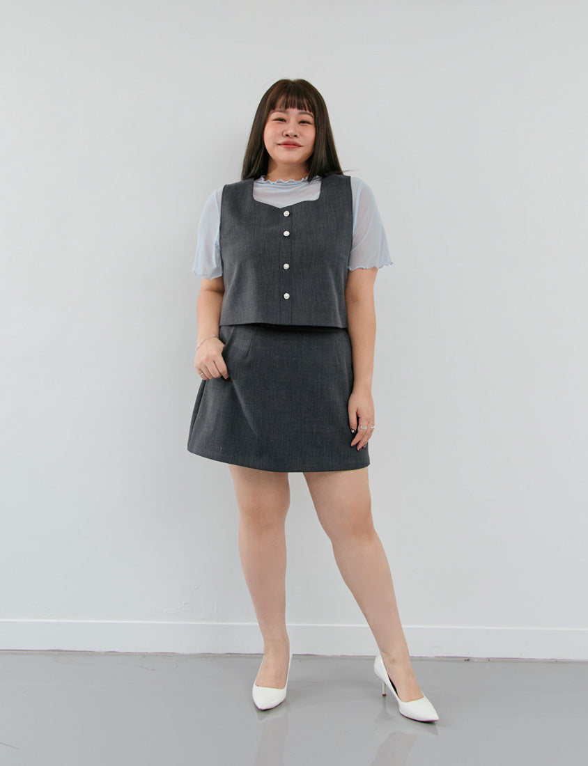 MISS. Ruffle Trim Sheer Plus Size Short Sleeve Top