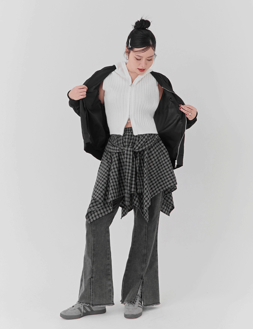 Double-Zip Hooded Plus Size Knit Vest