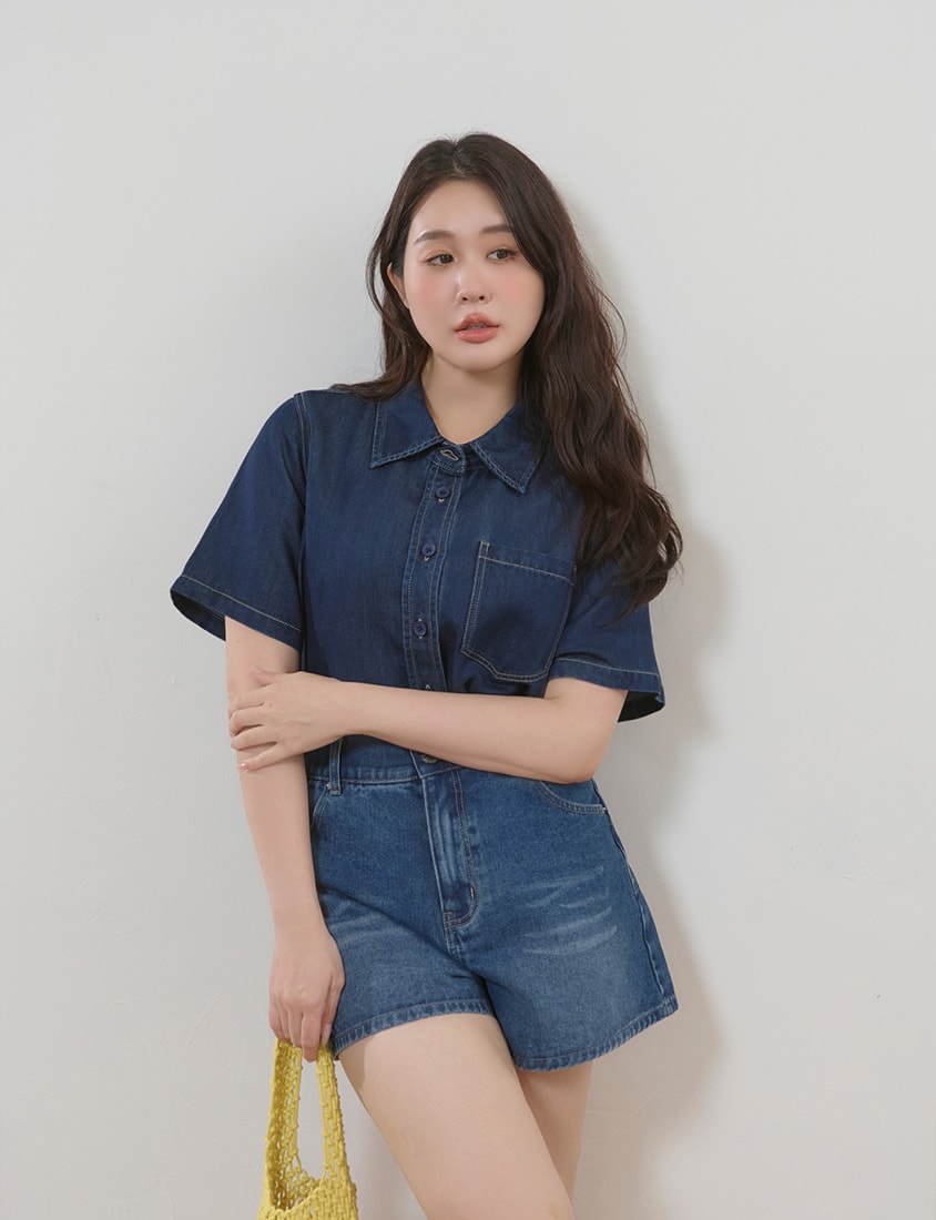Cooling Tencel Silky Denim Plus Size Shirt