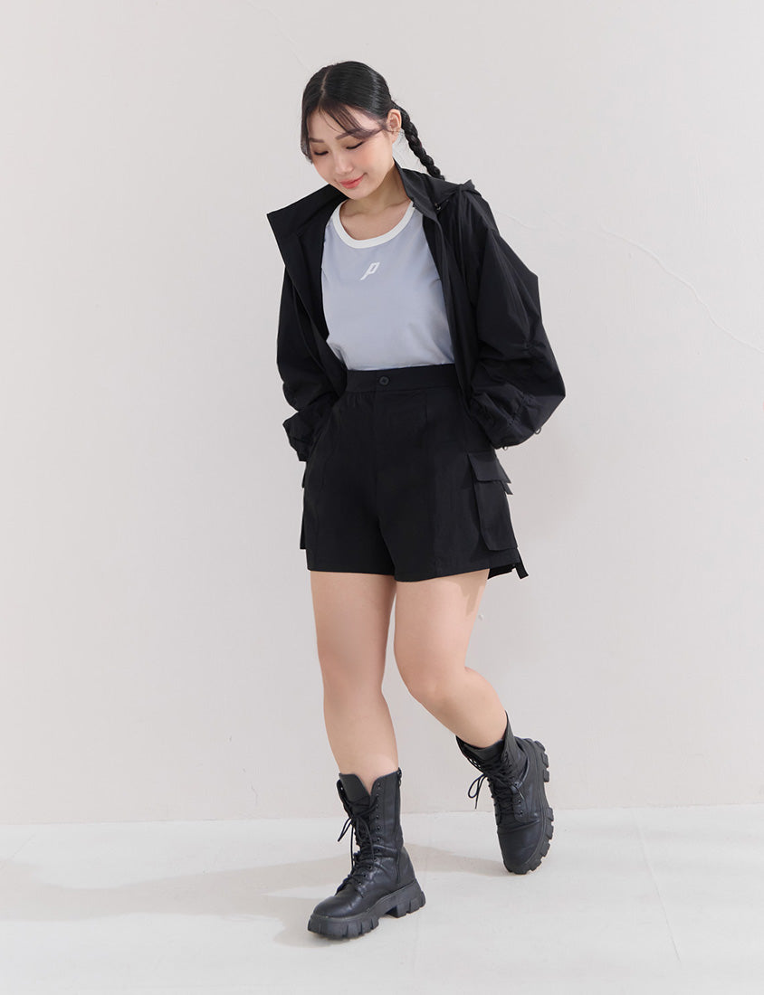 Instant Cooling UV-Protection Cropped Utility Hooded Plus Size Jacket