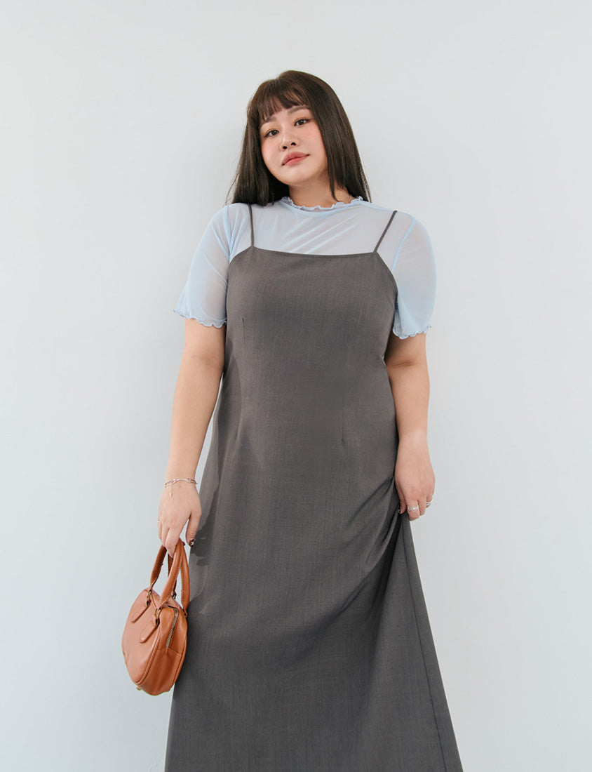 MISS. Ruffle Trim Sheer Plus Size Short Sleeve Top