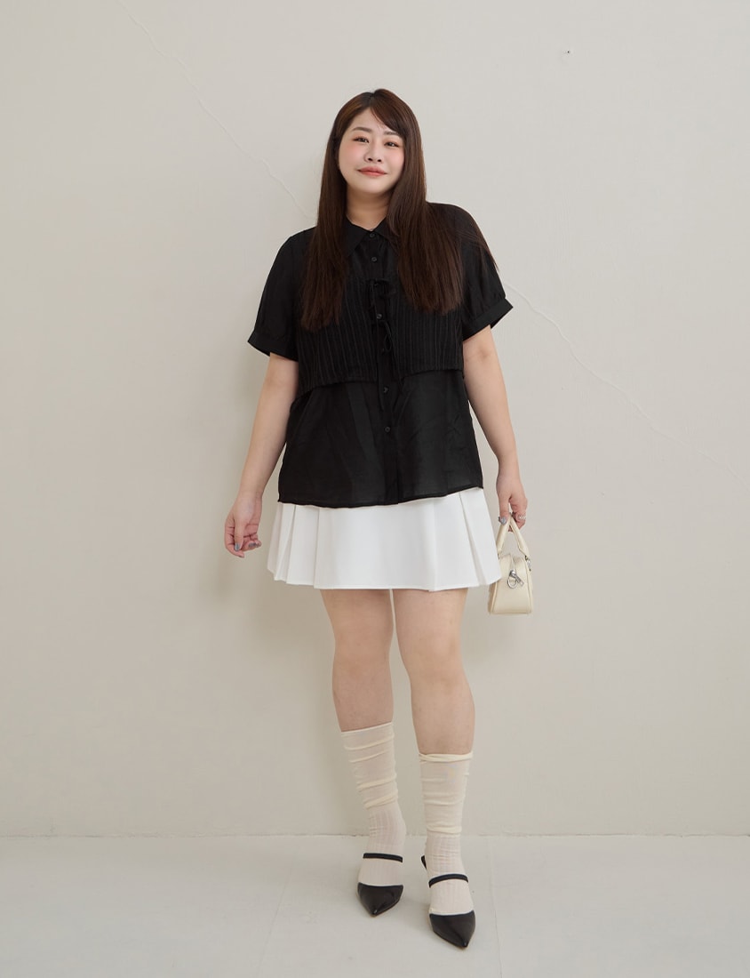 MISS. Faux Two Piece Sheer Plus Size Shirt (with Inner Tank Top)