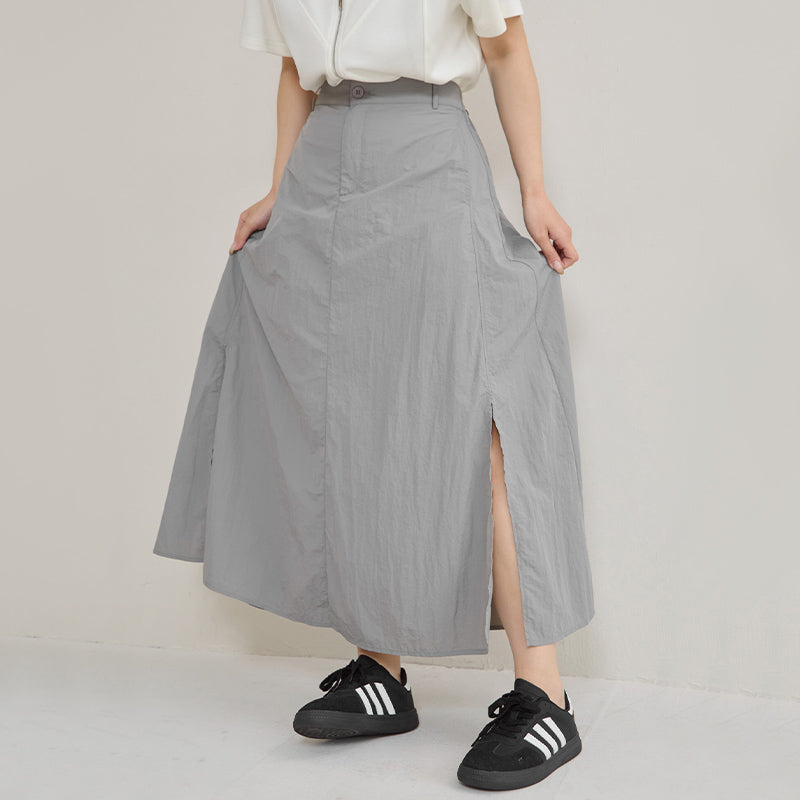 Lightweight Crinkle Utility Cargo Plus Size Maxi Skirt