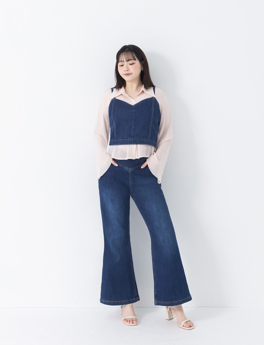 Slimming V-Waist Plus Size Flare Jeans
