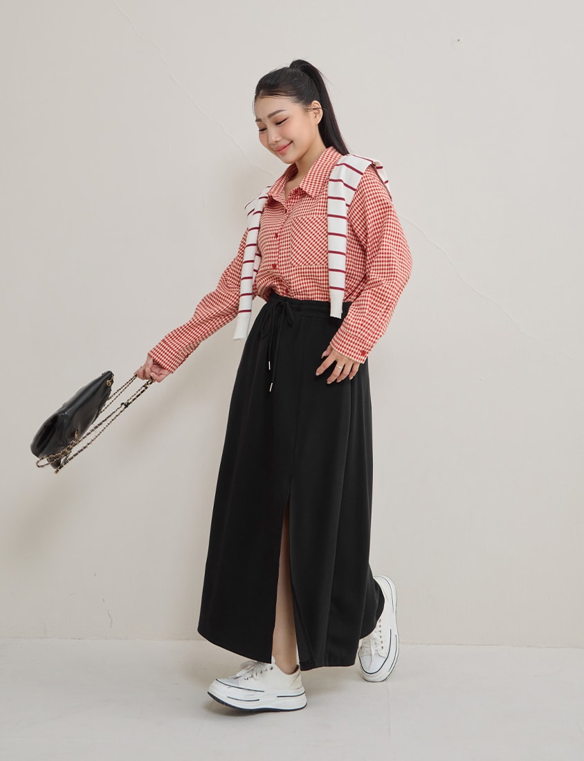 Instant Cool Cloud Cotton Slit A-Line Plus Size Skirt