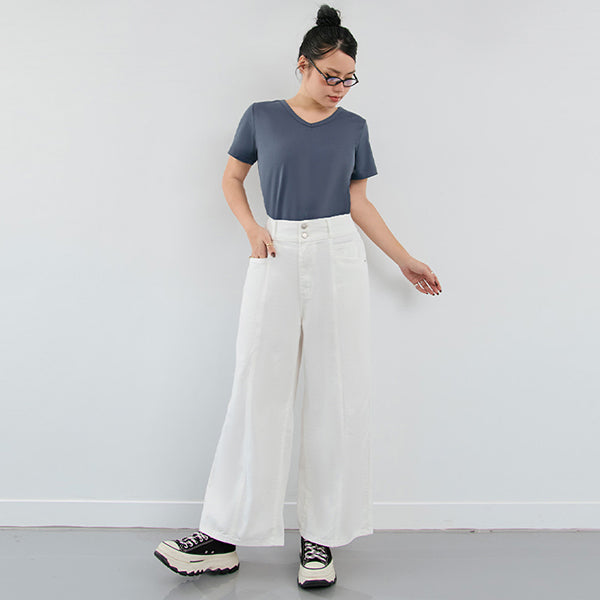 Standard Perfect Fit Twill Cotton Plus Size Wide Pants