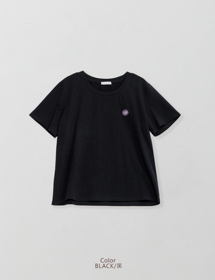 Heavyweight Floral Embroidery Plus Size Crewneck Tee