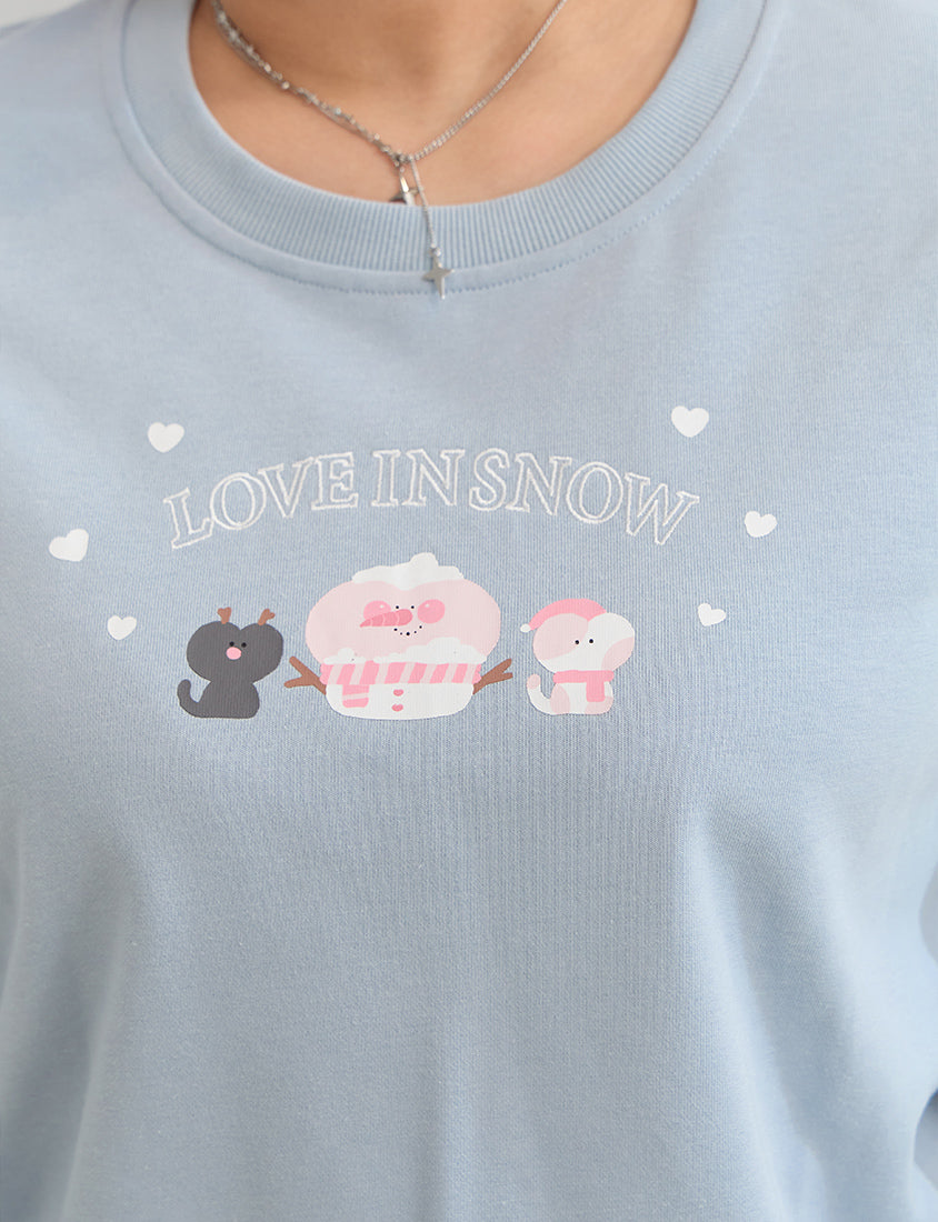 Winter Heart Print Plus Size Sweatshirt (Little Heart Collab)