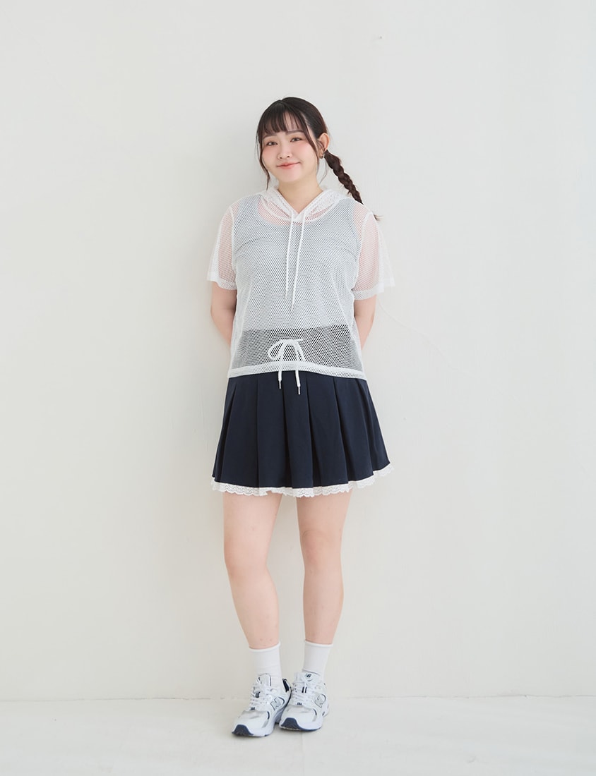 Casual Sporty Mesh Hooded Plus Size Top