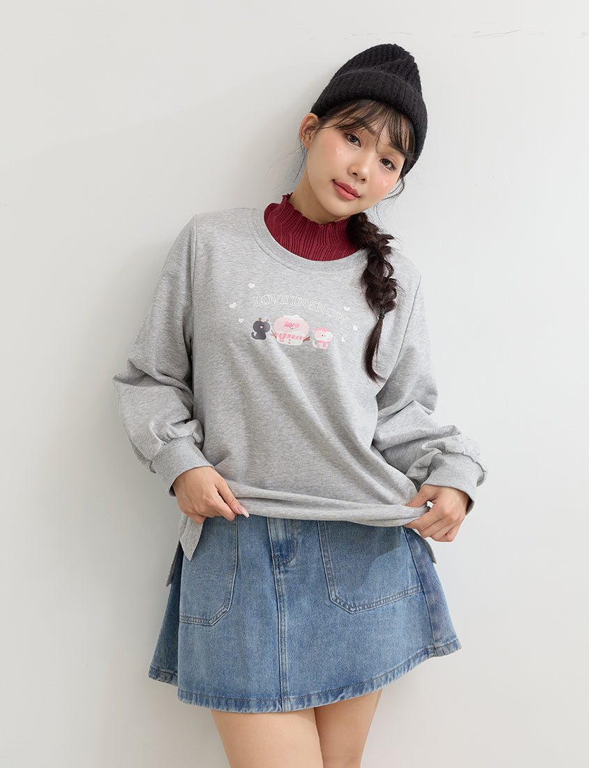 Winter Heart Print Plus Size Sweatshirt (Little Heart Collab)