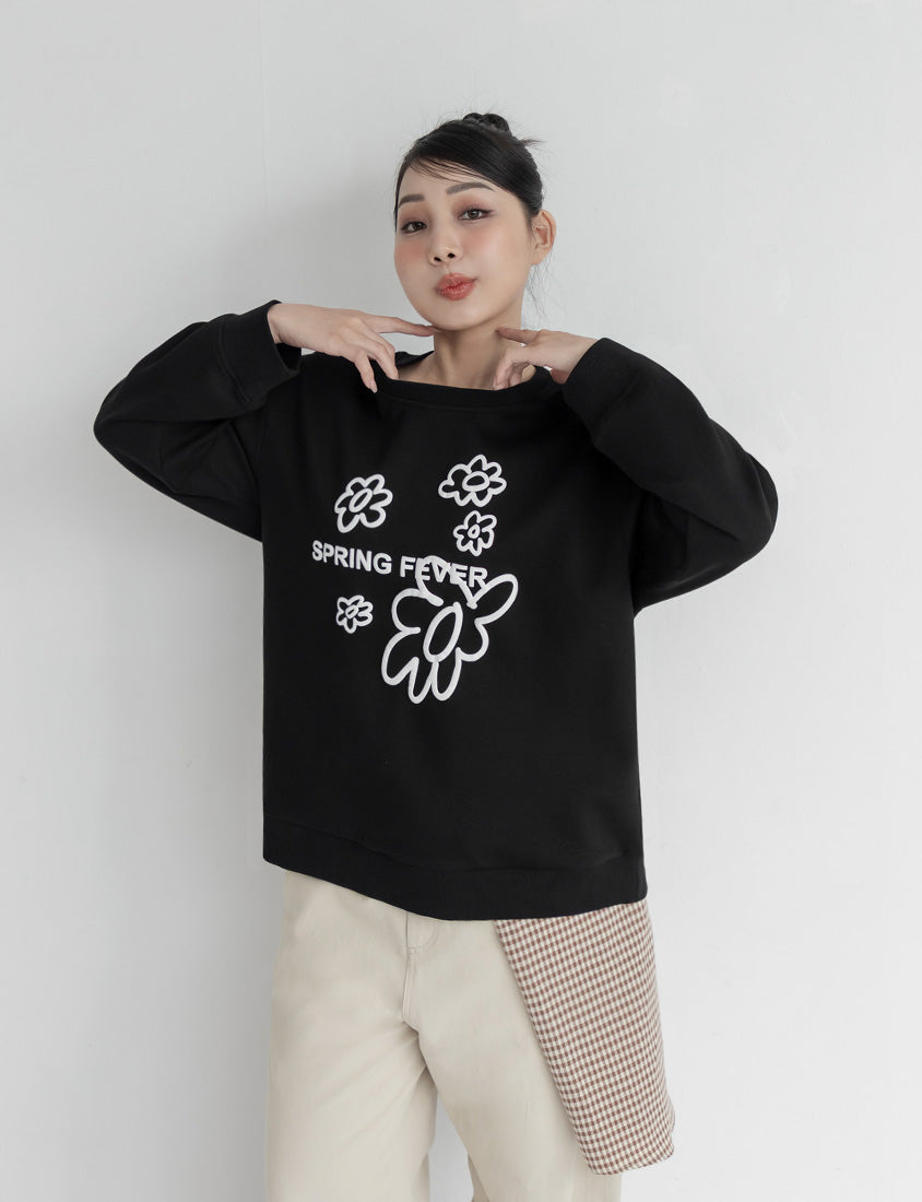 Sweet 3D Floral Plus Size Long Sleeve Sweatshirt