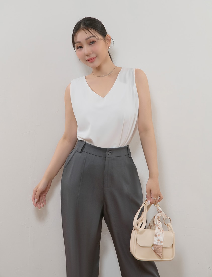 MISS. Minimal V-Neck Chiffon Wide Strap Plus Size Tank Top