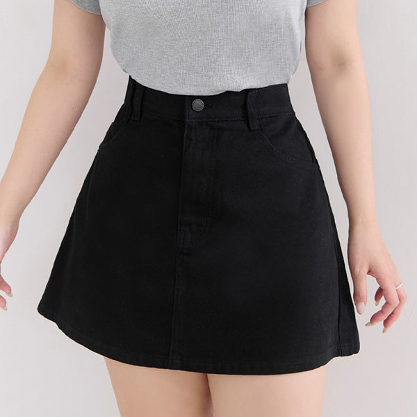 Casual Twill Cotton A-Line Plus Size Mini Skirt
