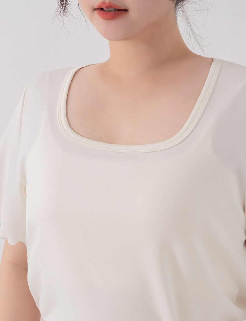 Instant Cooling Cloud Cotton Square Neck Plus Size Tee