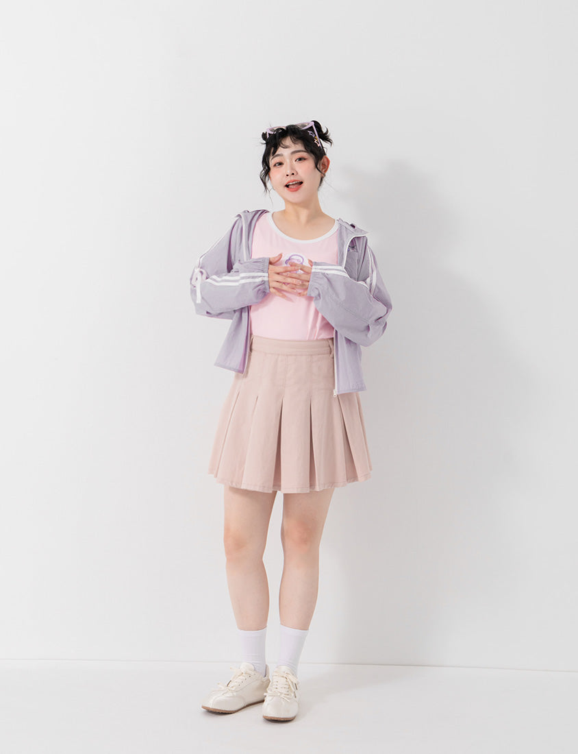 Sweet Summer Twill Pleated Plus Size Mini Skirt