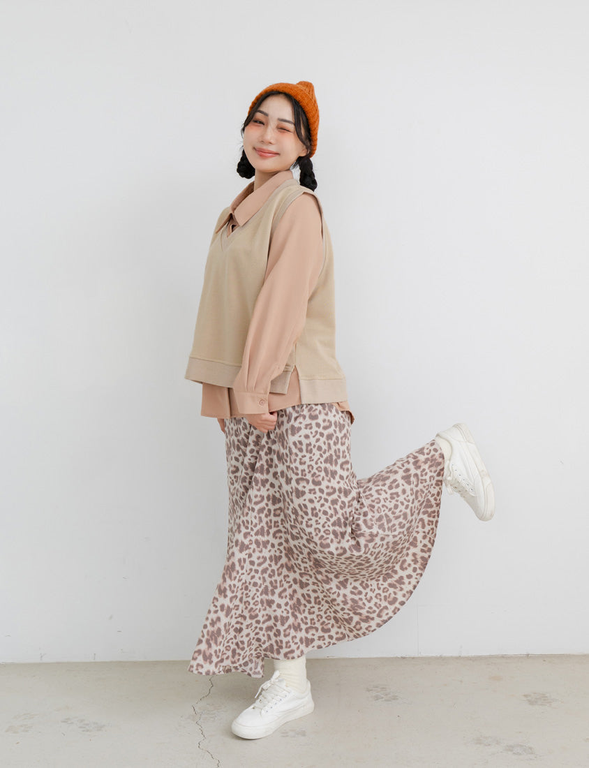 Sweet Versatile V-Neck Cotton Side Slit Plus Size Vest