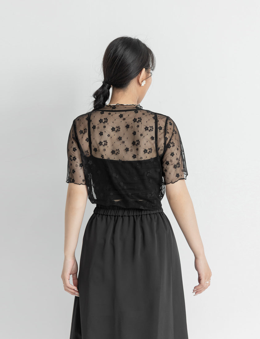 MISS. Sheer Floral Lace Plus Size Top