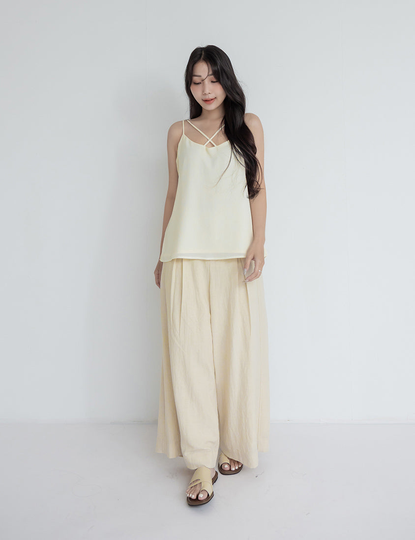 MISS. Tencel Linen Cropped Plus Size Tailored Pants