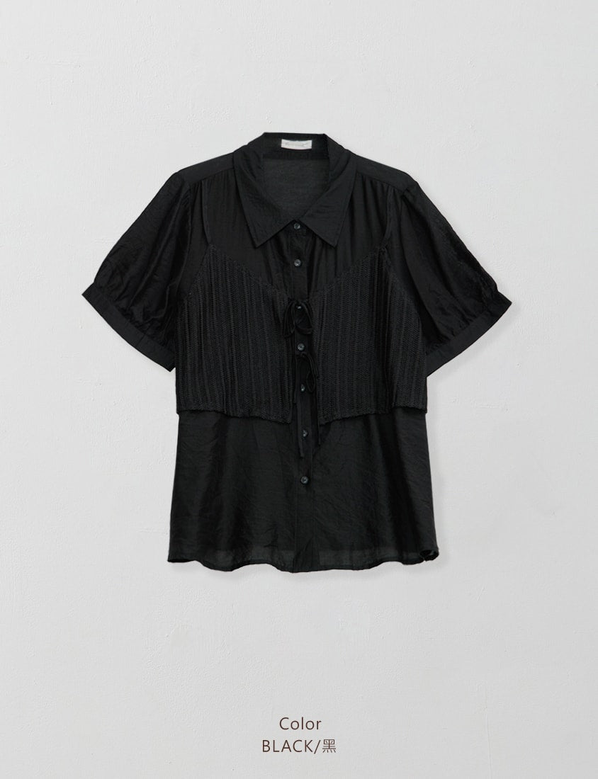 MISS. Faux Two Piece Sheer Plus Size Shirt (with Inner Tank Top)