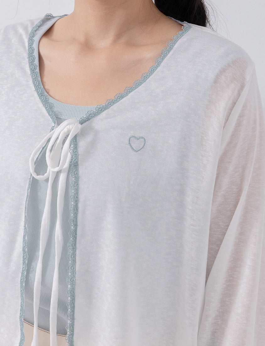 Instant Cooling Lyocell Lace Tie Front Plus Size Cover-Up