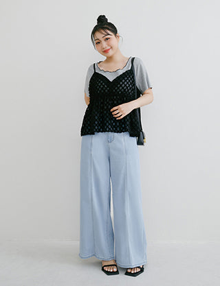 Two-Piece Japanese-Style Color-Block Plus Size Top Set