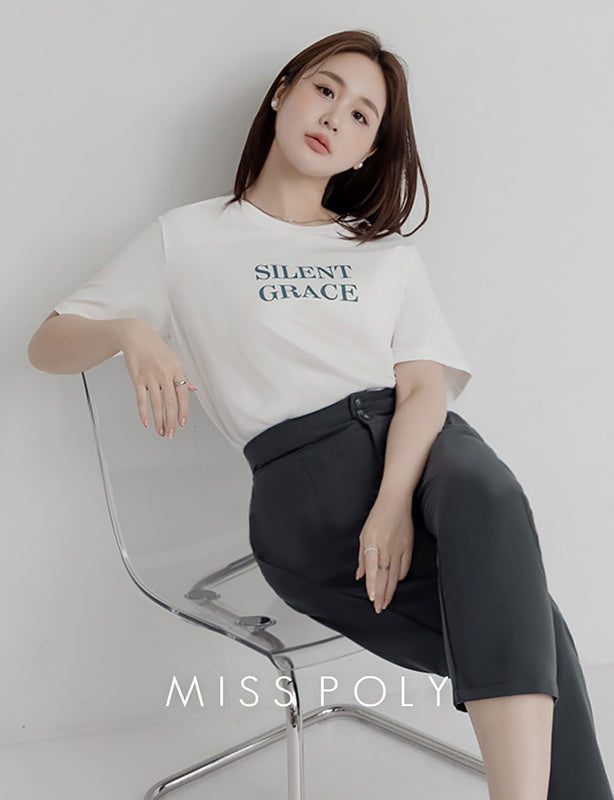 MISS. Basic Graphic Print Plus Size Short Sleeve Tee