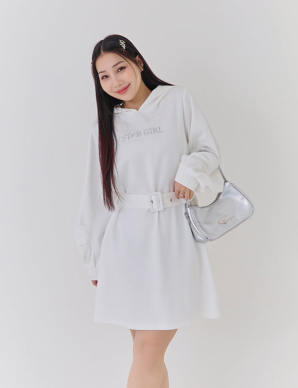 Shiny Girl Embroidered Plus Size Cloud Cotton Dress (With Belt)