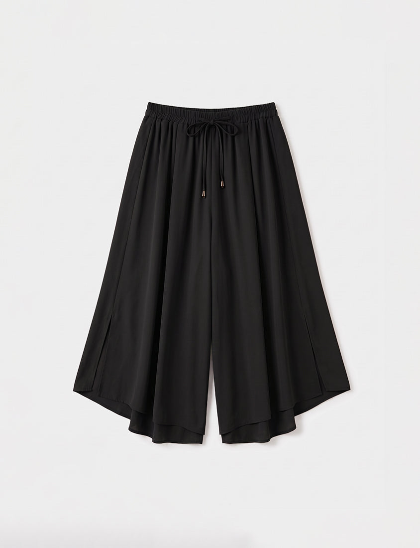 Flowy Layered Chiffon Plus Size Wide Leg Pants