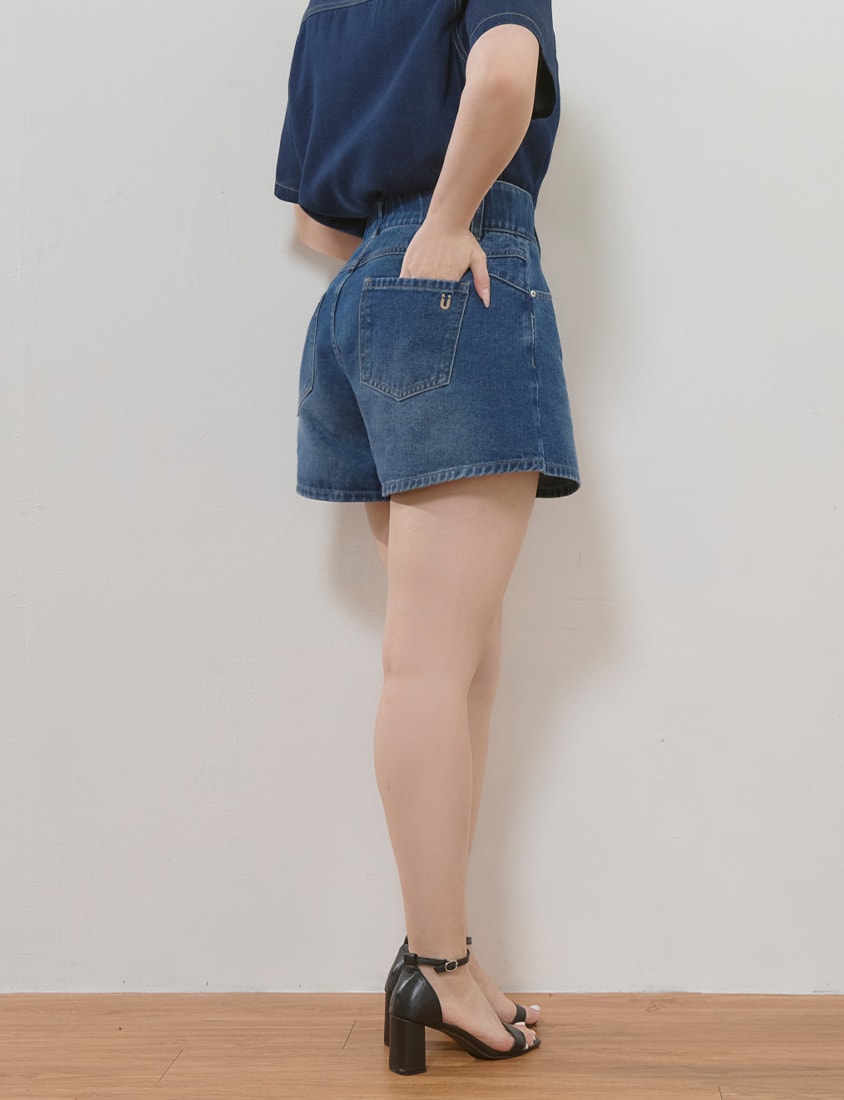 High Waist Hip-Lifting Stitch Plus Size Denim Shorts
