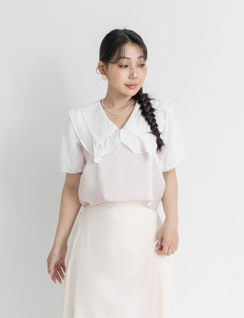 MISS. Ruffle Collar Chiffon Plus Size Shirt