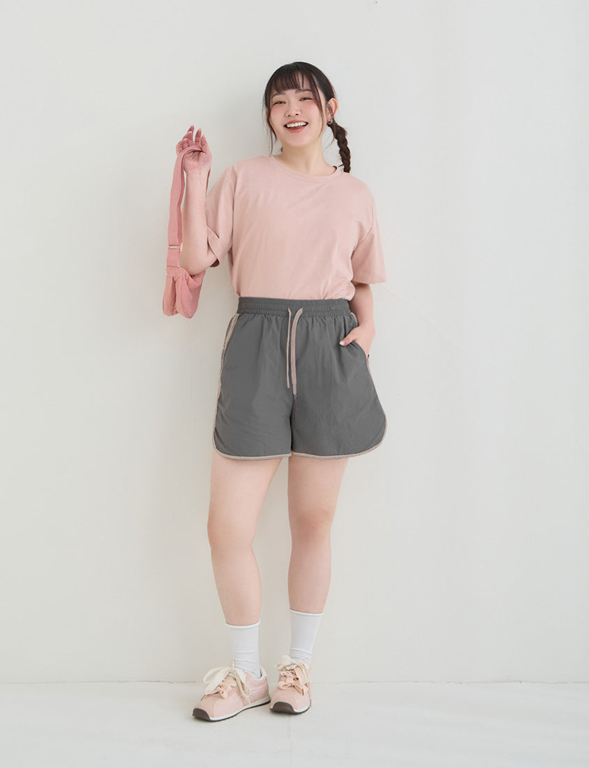 Instant Icy Cooling Contrast Plus Size Sport Shorts