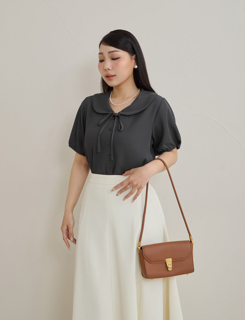 MISS. Silky Cool Wrinkle-Resistant Tie-Front Plus Size Collar Shirt