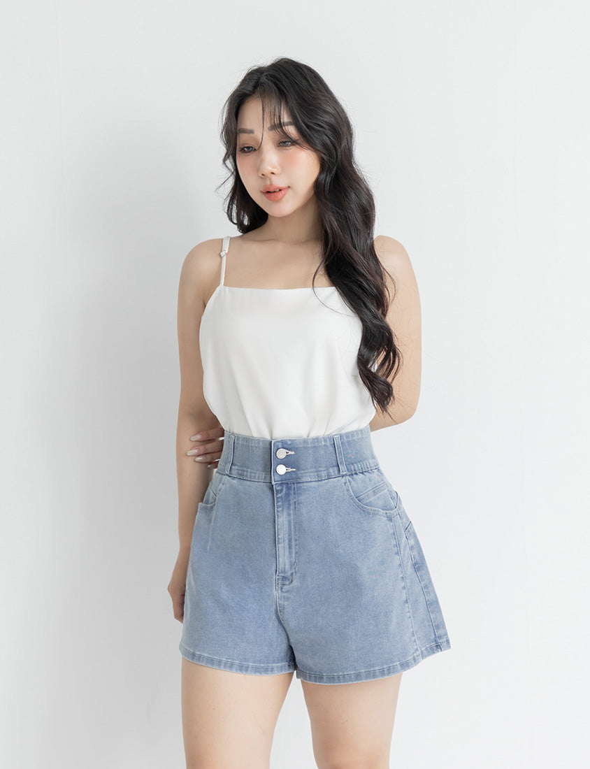 Slimming High Waist A-Line Plus Size Denim Shorts