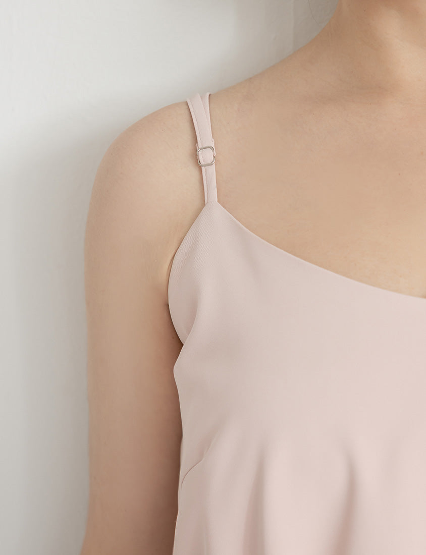 Wrinkle-Resistant A-Line Plus Size Cami Maxi Dress (With Waist Tie)