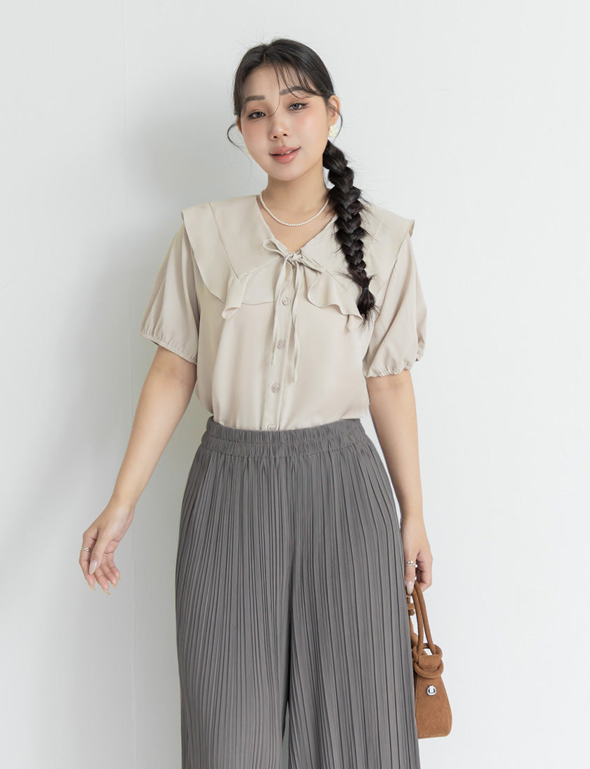 Silky Cool Fine Pleated Plus Size Wide-Leg Pants