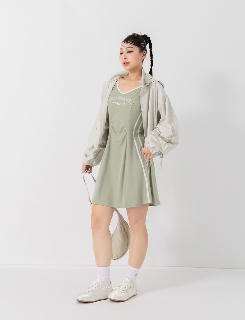 Slim Fit Ribbed V-Neck Letter Print Plus Size Mini Dress