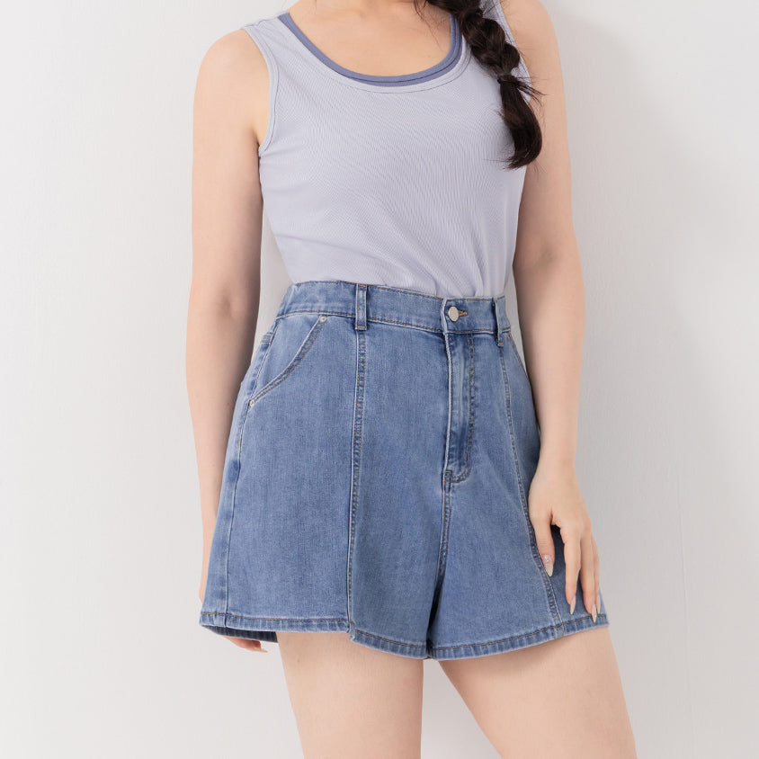 Standard Perfect Fit Slim Fit A-Line Plus Size Denim Shorts