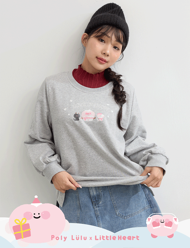Winter Heart Print Plus Size Sweatshirt (Little Heart Collab)
