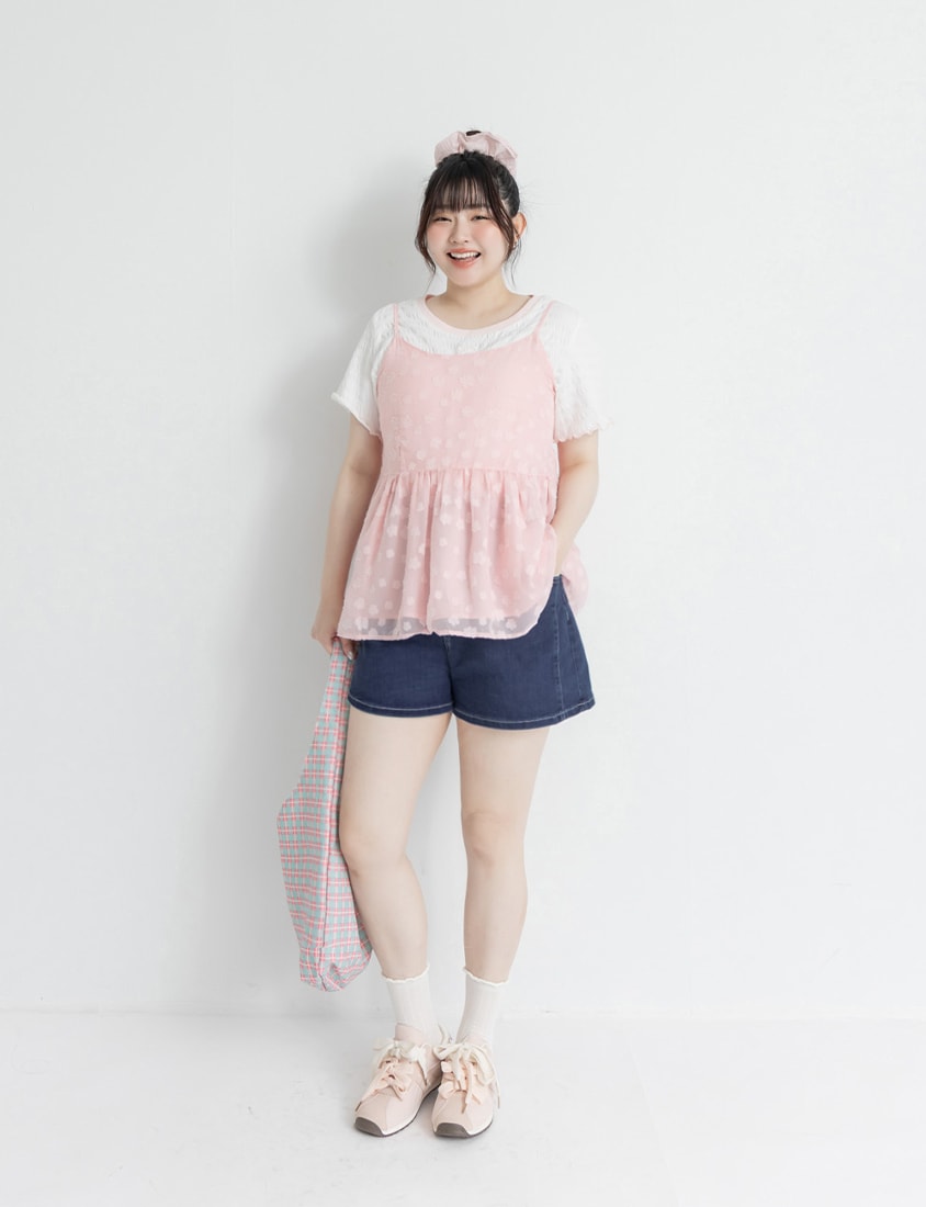 Japanese Floral Jacquard Strap Plus Size Cami Vest