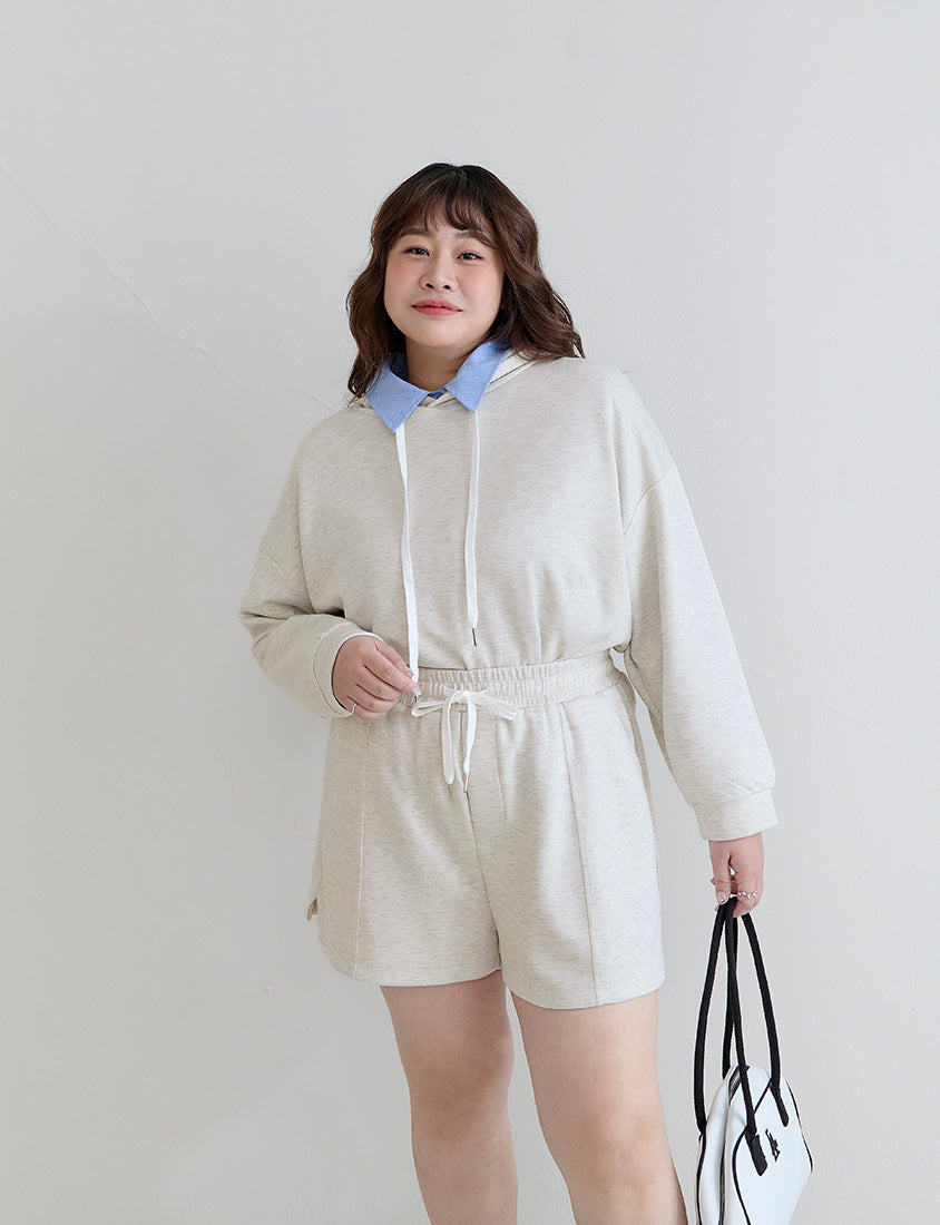 Cloud Cotton Multi-Color Cropped Plus Size Hoodie