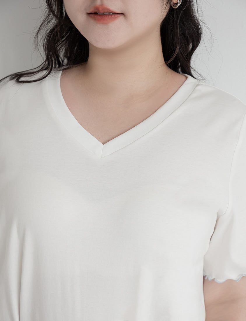 (V Neck) Zero Sweat Mark Cooling Plus Size Tee