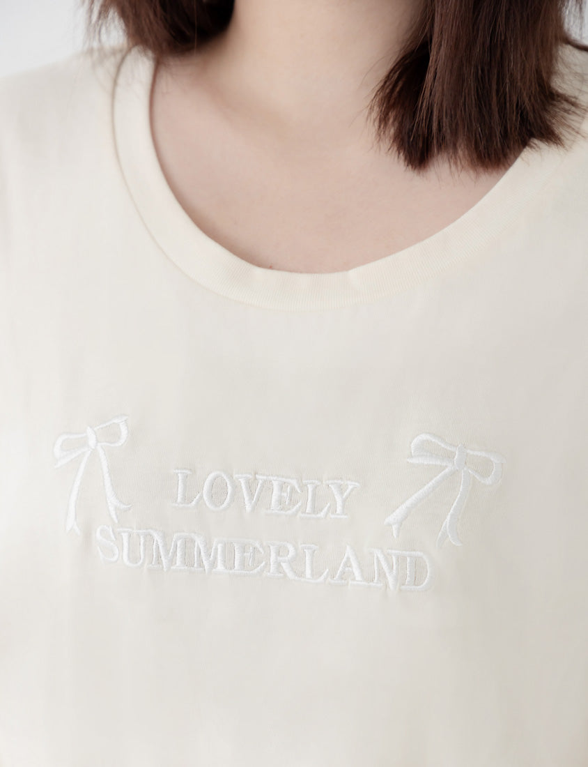 Sweet Bow Embroidery Plus Size Tee