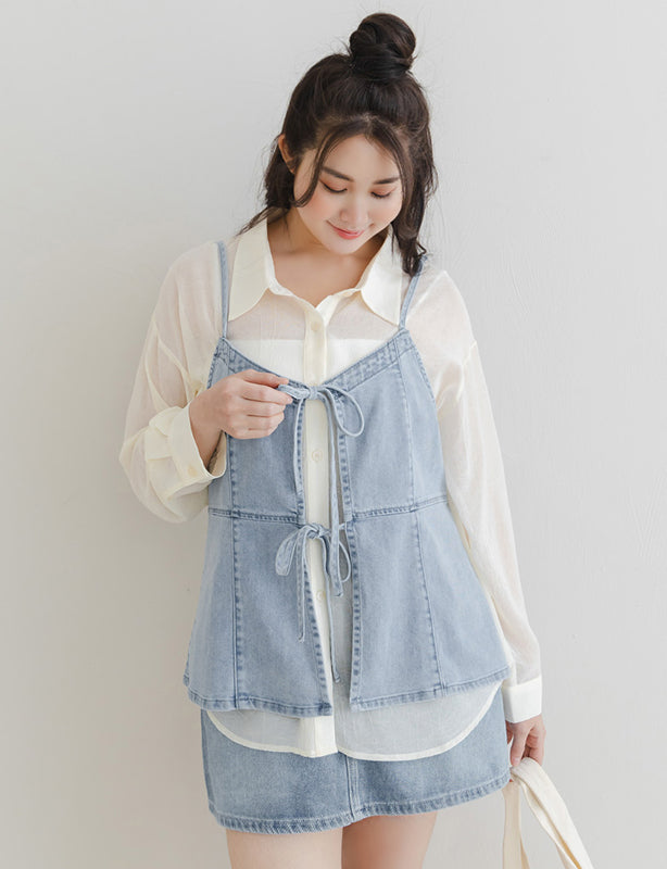 Reversible Silky Denim Plus Size Vest